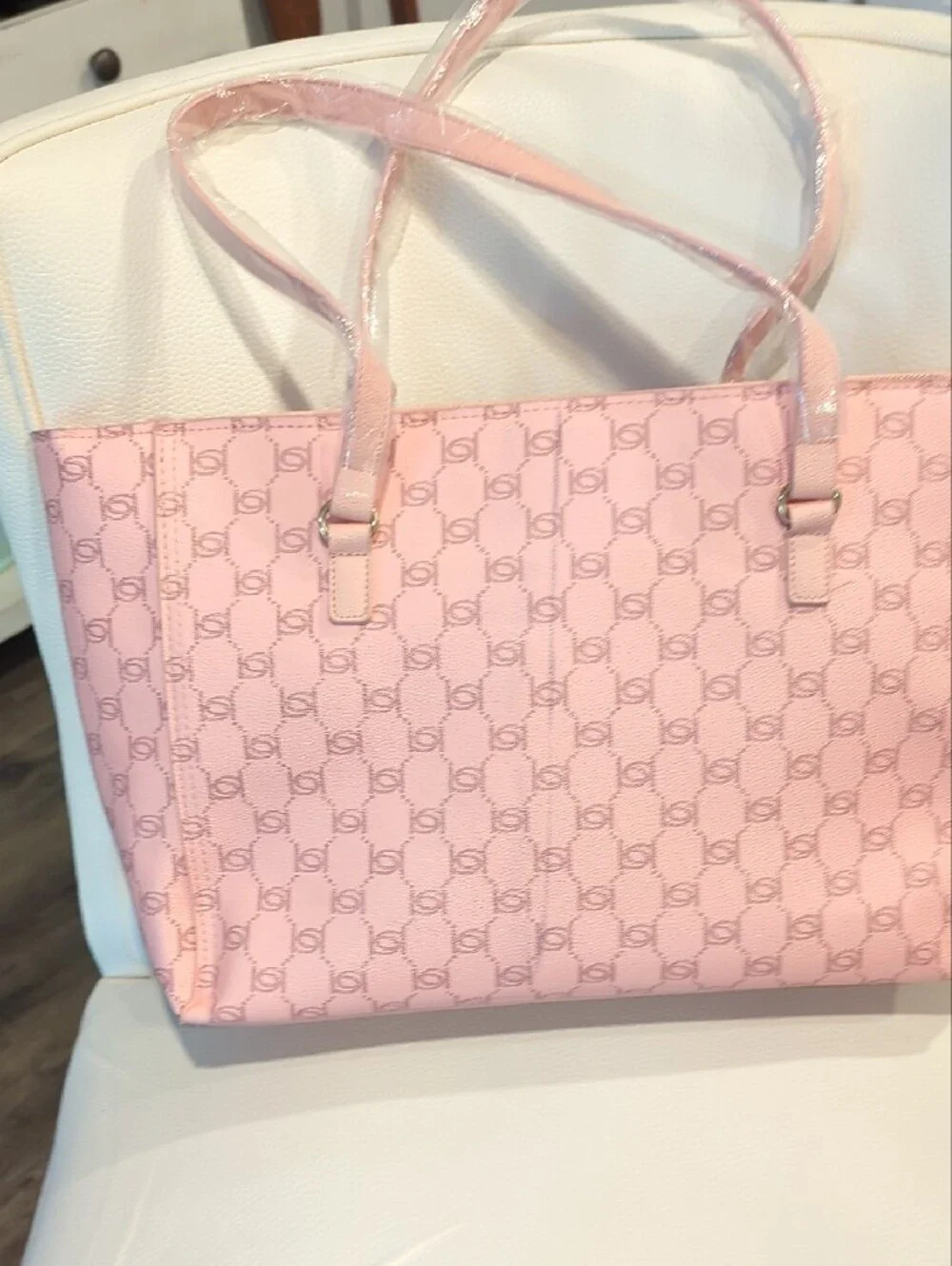 bebe Pink Monogram Tote with Matching Crossbody Pouch - Picture 4 of 7